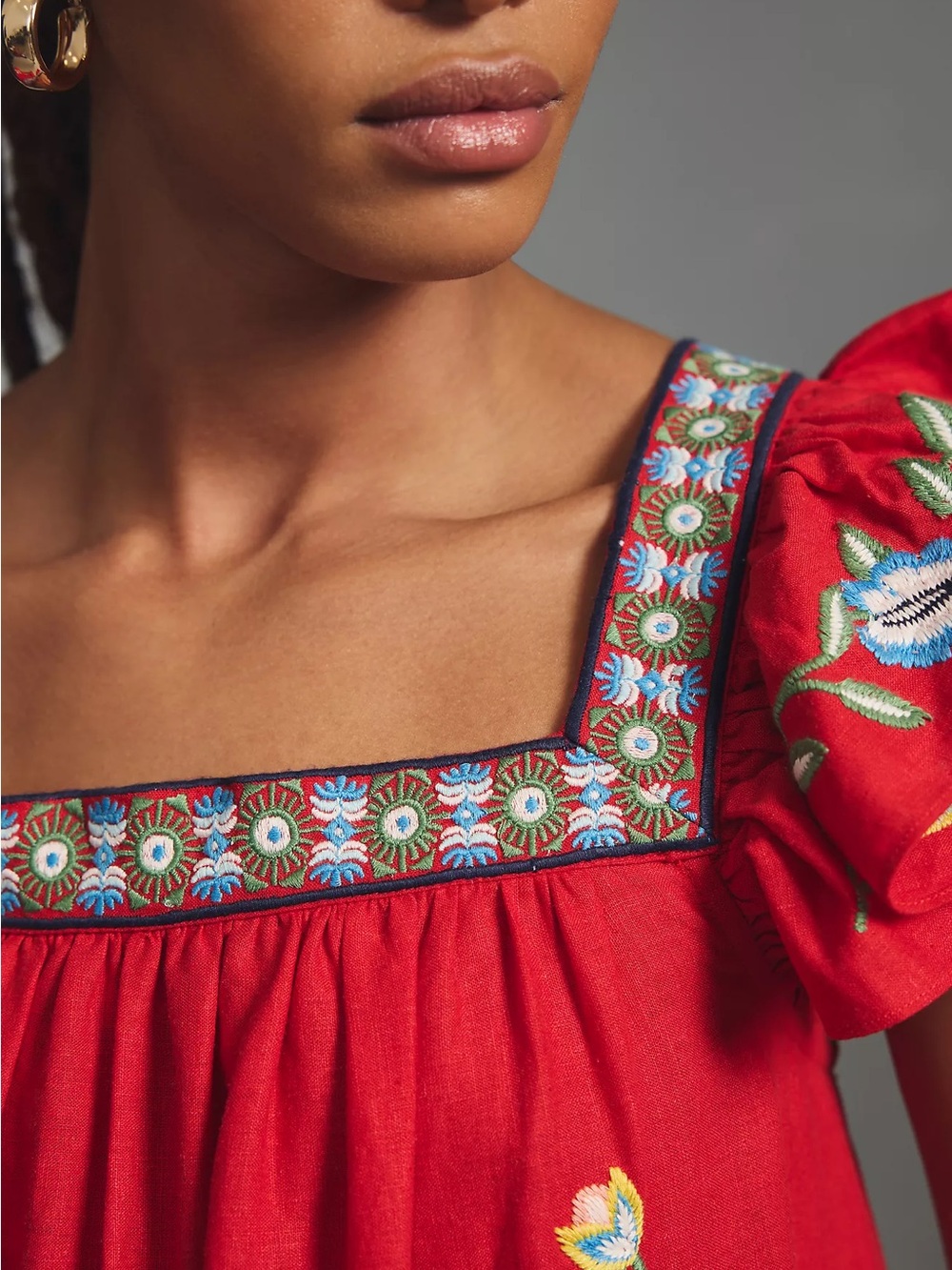 Farm Rio Embroidered Square-Neck Dress - Picture 4 of 9